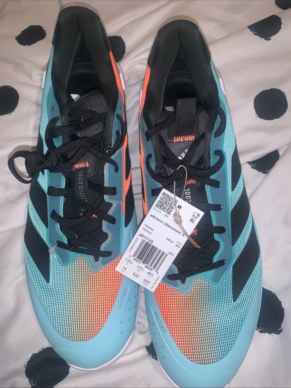 adidas turquoise and orange gradient tennis shoes